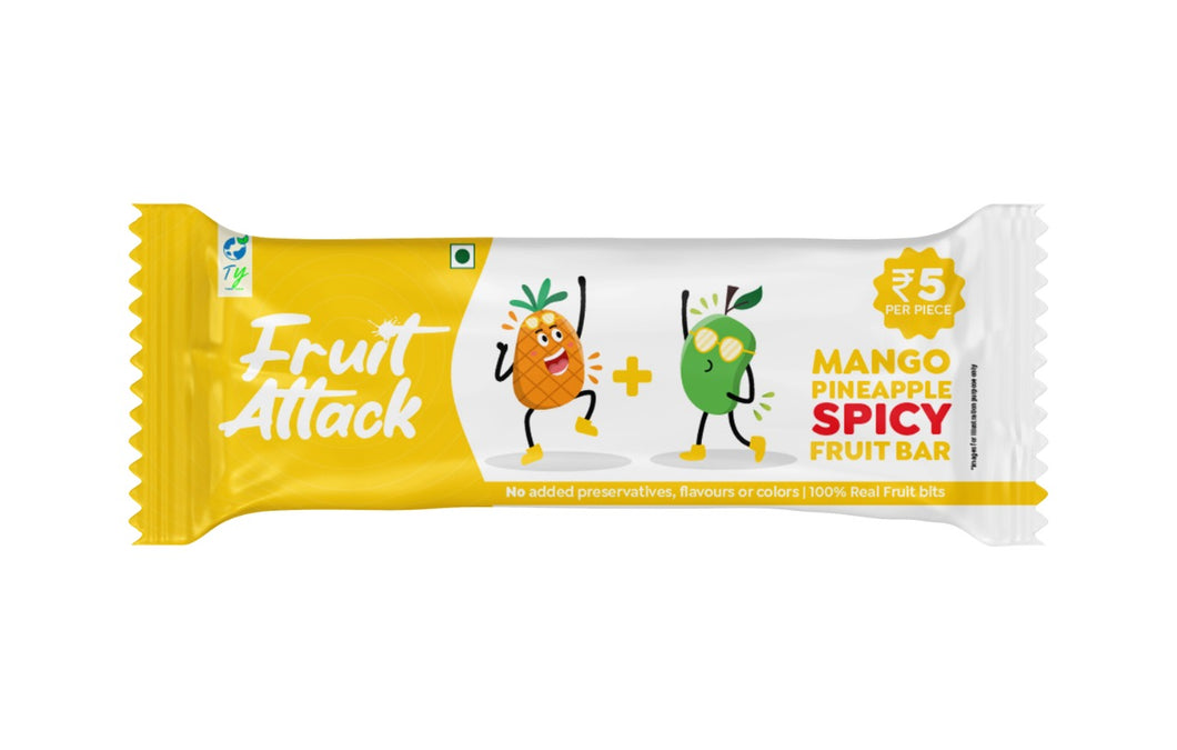 Fruit Attack - Mango Pineapple Spicy Fruit Bars - Pack of 10